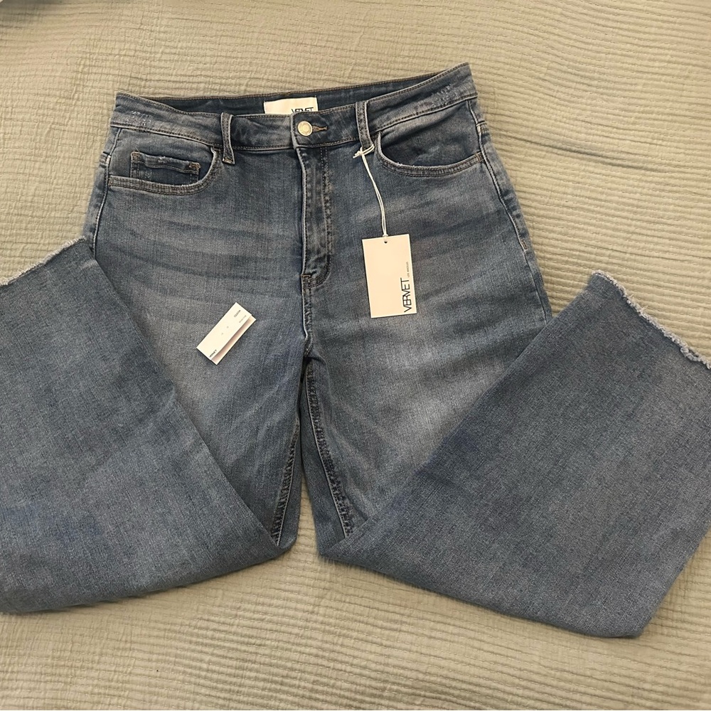 VERVET MISCHIEF OLIVIA SUPER HIGH RISE WIDE LEG MEDIUM BLUE